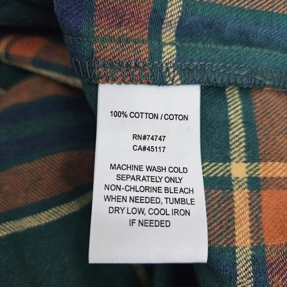 Natural Reflections Flannel Shirt Green Plaid Long Sleeve Button Up Collared Top - Picture 5 of 6